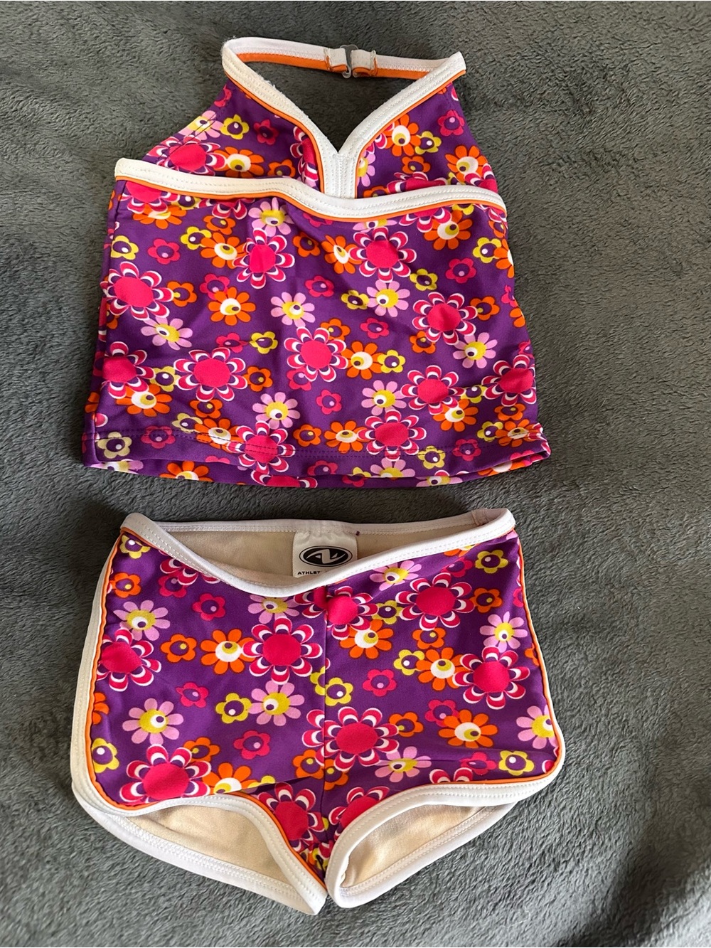 Athletic Works Purple Floral Two-Piece Tankini Set